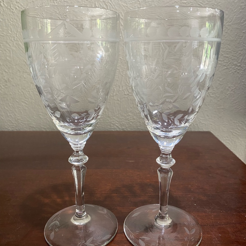 Set of 2,,Vintage goblets from the Rock  Sharpe Co, number 2011–2 cut pattern